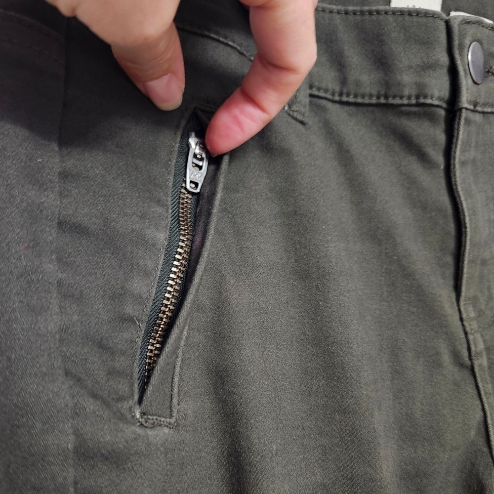 A New Day Olive Green Stretch Elastizo Pants Size 2 Zip Pockets Casual - Picture 4 of 8